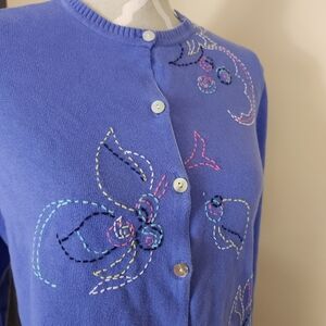 Vintage TABI 100% Cotton Embroidered Knit Cardigan Large Grandmacore Cottagecore